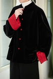 风红黑经典搭配盘扣外套过年服电商A100-W691-P95，女装短外套，电商A100