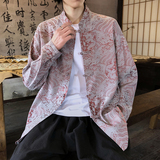 风新中式压花龙纹汉服长袖衬衫A100-C312-P65，男装衬衫，电商A100