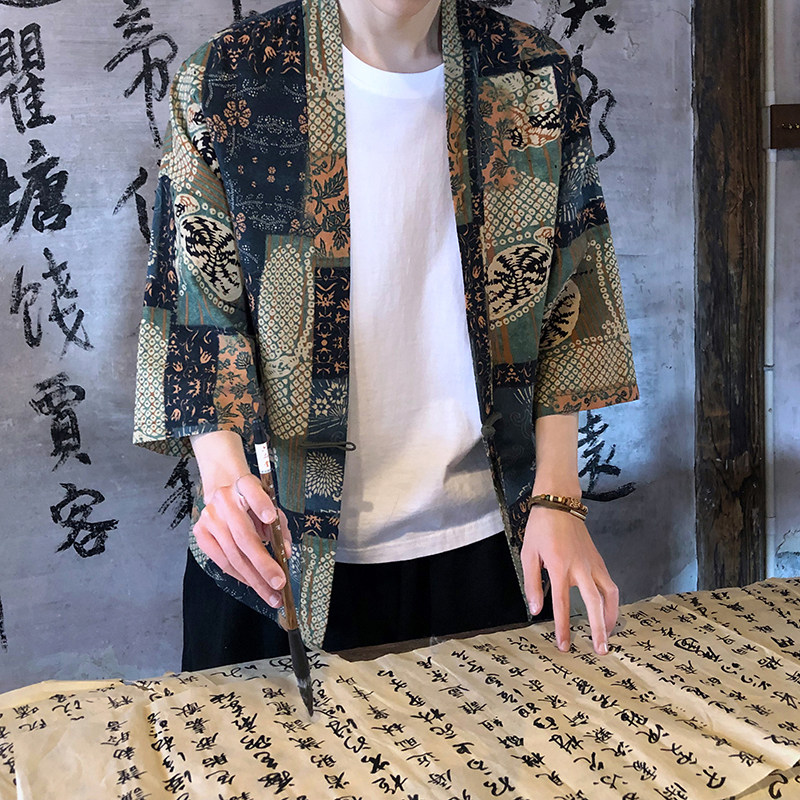 春夏新款民族风文艺时尚风开衫防晒衣电商A100-716-P40,男装民族服装,电商A100