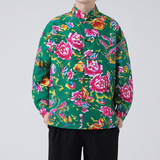 男士风新中式手工盘扣唐装东北大花衬衫A100-255-P50，男装衬衫，电商A100