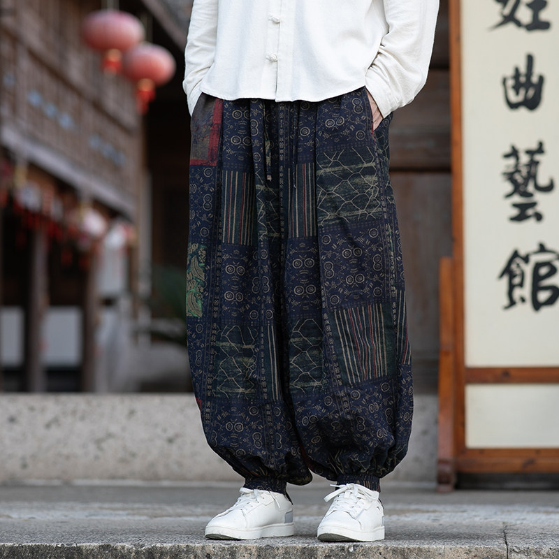 花色民族风束脚裤电商A100-K7780-P50,男装民族服装,电商A100