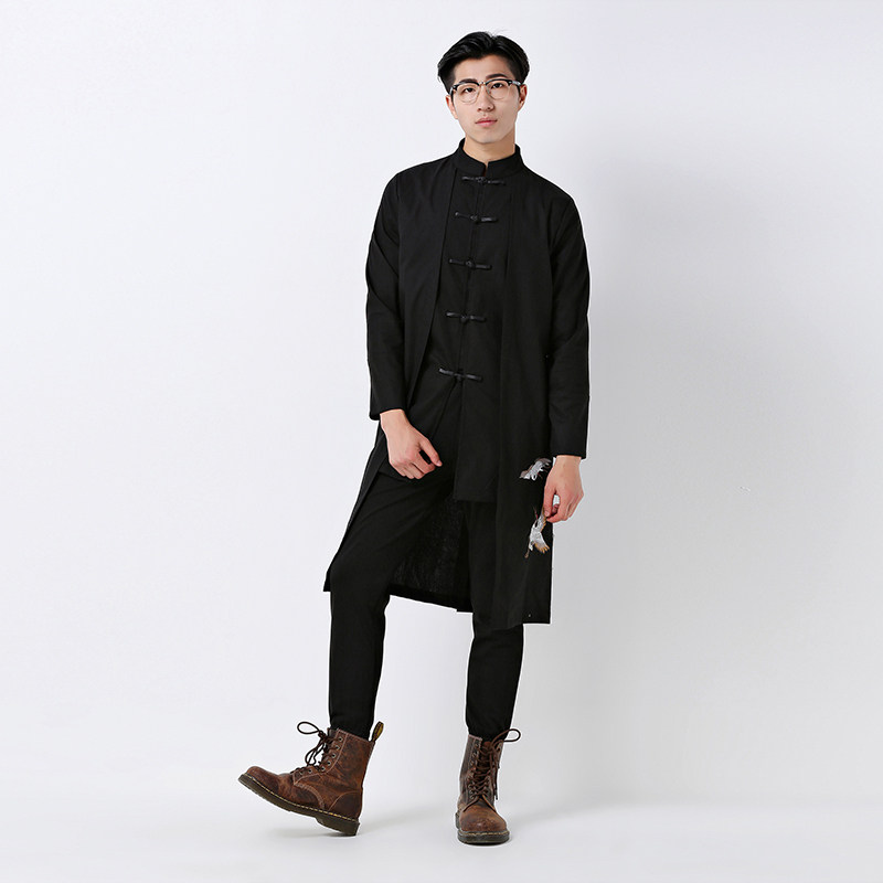 风绣花长外套电商A100-B31-P95,男装民族服装,电商A100
