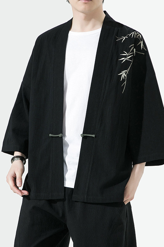 新中式改良汉服风男装古风道袍刺绣外套日系和风A100-735-p50,男装民族服装,电商A100