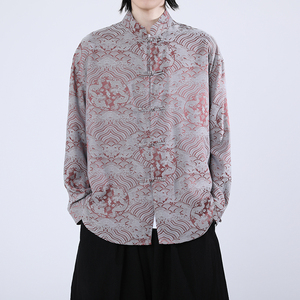 风新中式压花龙纹汉服长袖衬衫A100-C312-P65图片