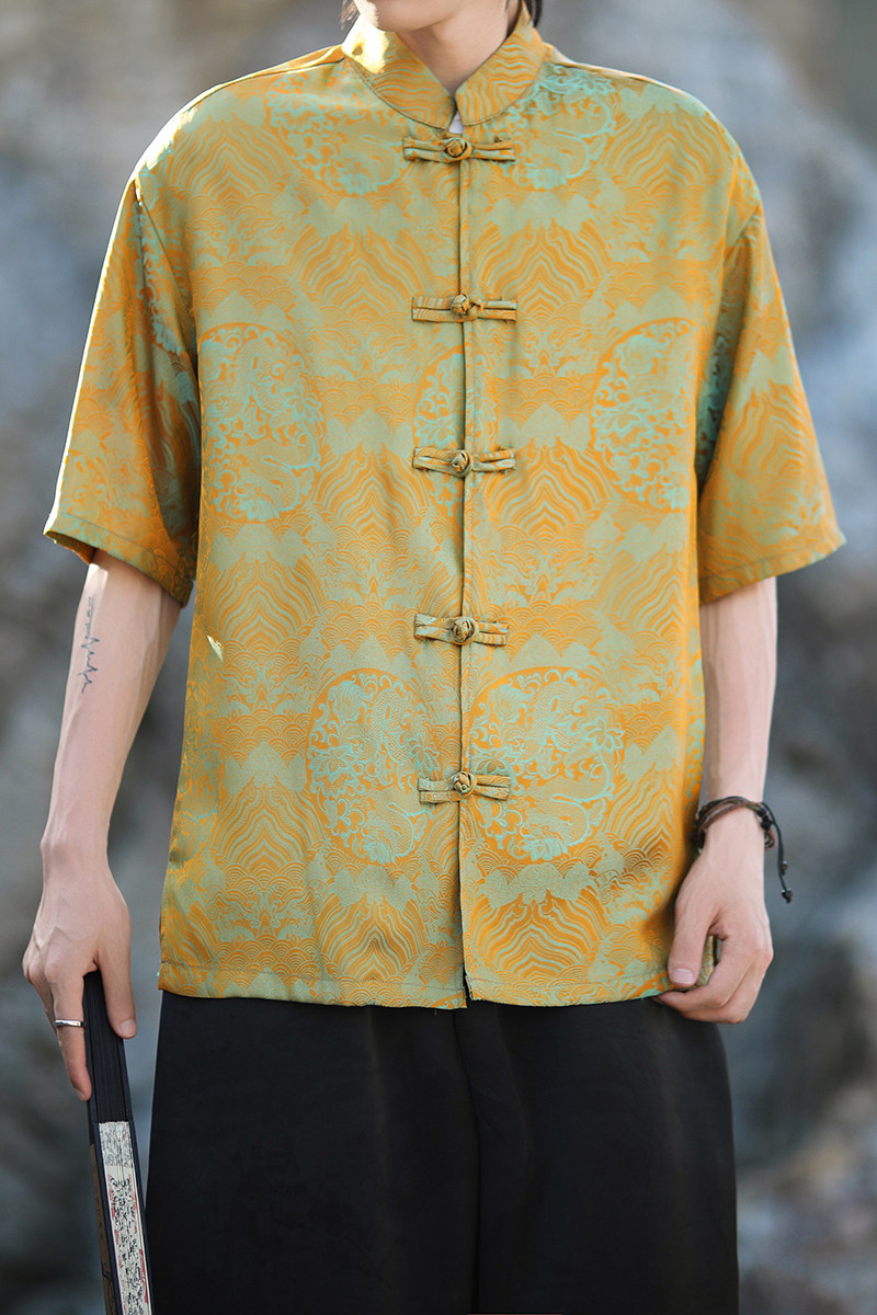 风新中式印花汉服衬衫电商A100-C311-P75,男装衬衫,电商A100