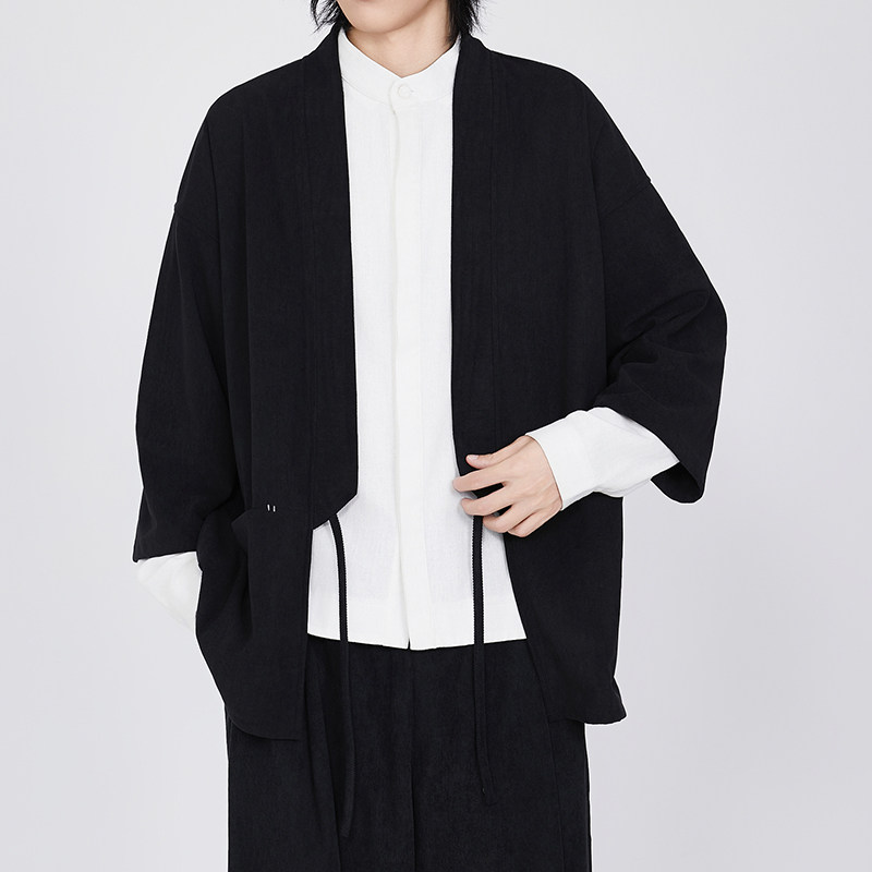 灯芯绒七分袖开衫纯色外套飘逸日系风电商A100-725-P50,女装短外套,电商A100