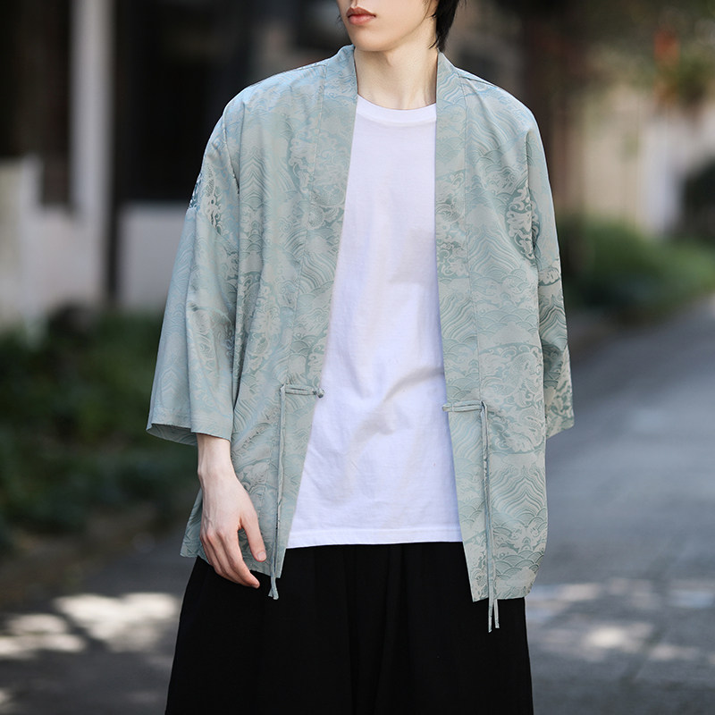 风龙纹冰丝汉服开衫外套古风禅服居士服道袍披风A100-721-P40,男装民族服装,电商A100
