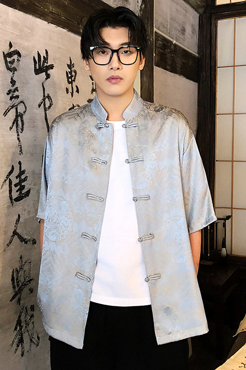 风新中式印花汉服衬衫电商A100-C311-P75,男装衬衫,电商A100