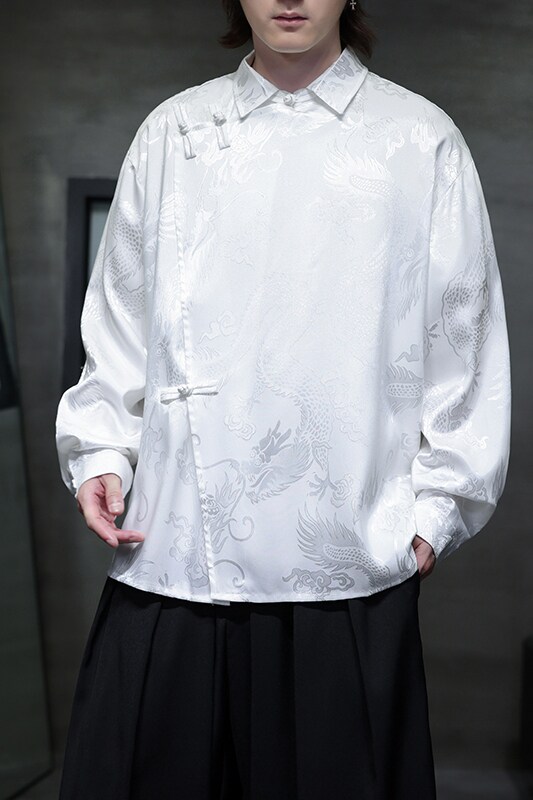 新中式风衬衫男士长袖唐装汉服改良盘扣衬衣电商A100-262-P65,男装衬衫,电商A100