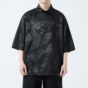风龙纹中式短袖个性衬衫电商A100-227-P65图片