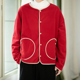 摇粒绒无领外套轻便保暖个性风盘扣外套电商A100-W697-P75，男装棉衣，电商A100