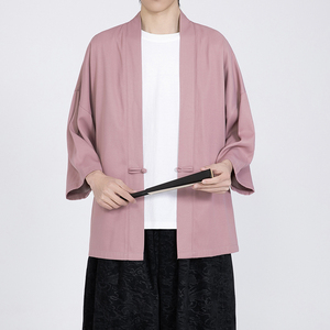 新中式风唐装盘扣纯色开衫七分袖男士防晒演出A100-2806-P45图片