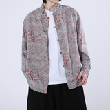 风新中式压花龙纹汉服长袖衬衫A100-C312-P65，男装衬衫，电商A100