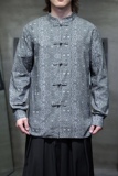 风民族花盘扣长袖棉衬衫电商A100-C37-P65，男装民族服装，电商A100
