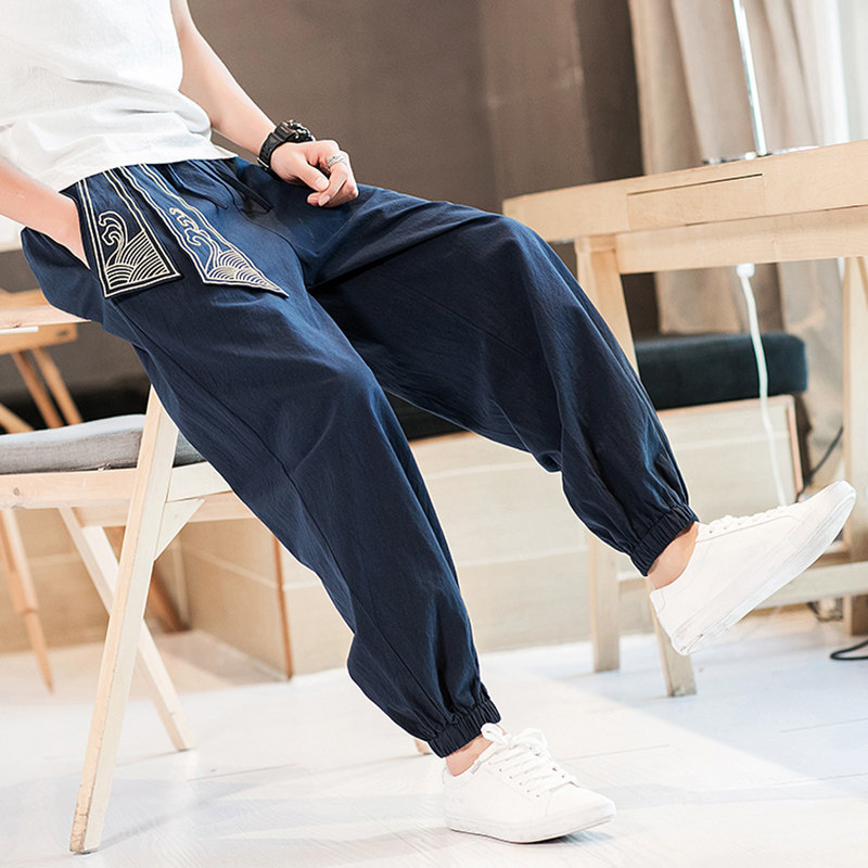 全棉灯笼束脚裤风民族风加大码休闲裤A100-SK16-P45，男装民族服装，电商A100