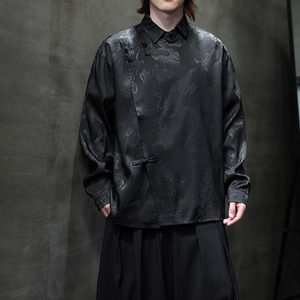 新中式风衬衫男士长袖唐装汉服改良盘扣衬衣电商A100-262-P65图片