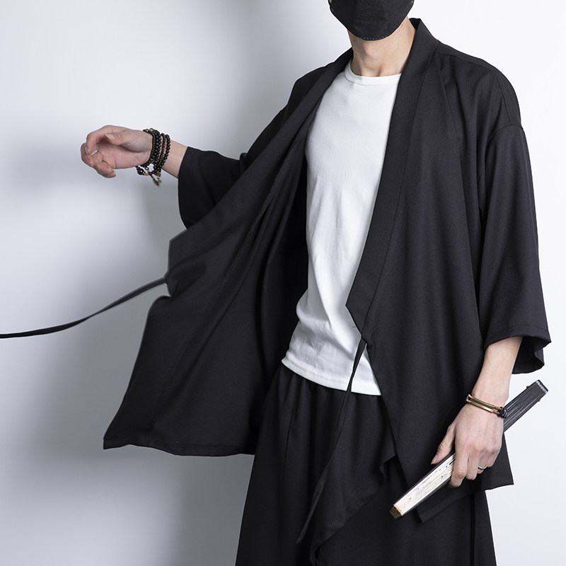 夏季风纯色休闲汉服开衫日系加大加宽加码电商A100-Y116-P55，男装民族服装，电商A100