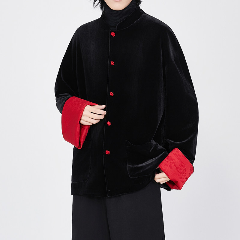 风红黑经典搭配盘扣外套过年服电商A100-W691-P95,女装短外套,电商A100