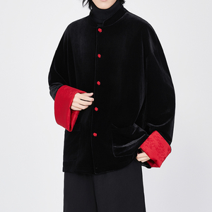 风红黑经典搭配盘扣外套过年服电商A100-W691-P95图片