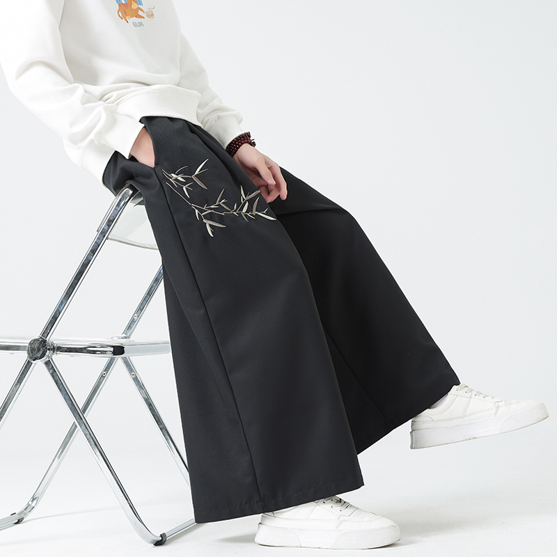 风男士暗黑刺绣阔腿裤电商A100-K189-P60限78，男装休闲裤，电商A100