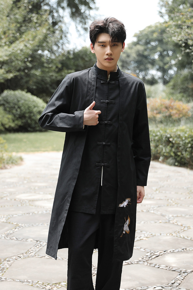 风绣花长外套电商A100-B31-P95,男装民族服装,电商A100