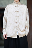 风新中式压花凤凰汉服长袖盘扣衬衫A100-C331-P65，男装衬衫，电商A100