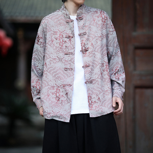 风新中式压花龙纹汉服长袖衬衫A100-C312-P65图片