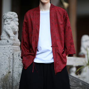 风龙纹冰丝汉服开衫外套古风禅服居士服道袍披风A100-721-P40图片
