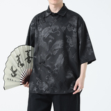 风龙纹中式短袖个性衬衫电商A100-227-P65，男装T恤，电商A100