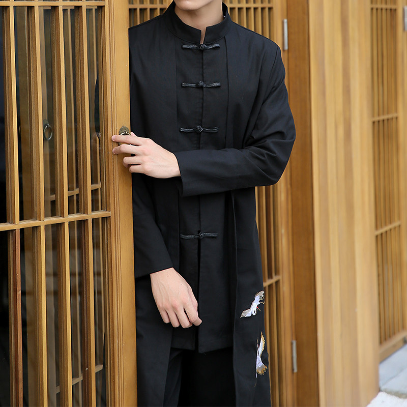 风绣花长袍外套电商A100-B31-P95,男装民族服装,电商A100