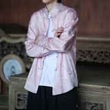 风新中式压花凤凰汉服长袖盘扣衬衫A100-C331-P65，男装衬衫，电商A100