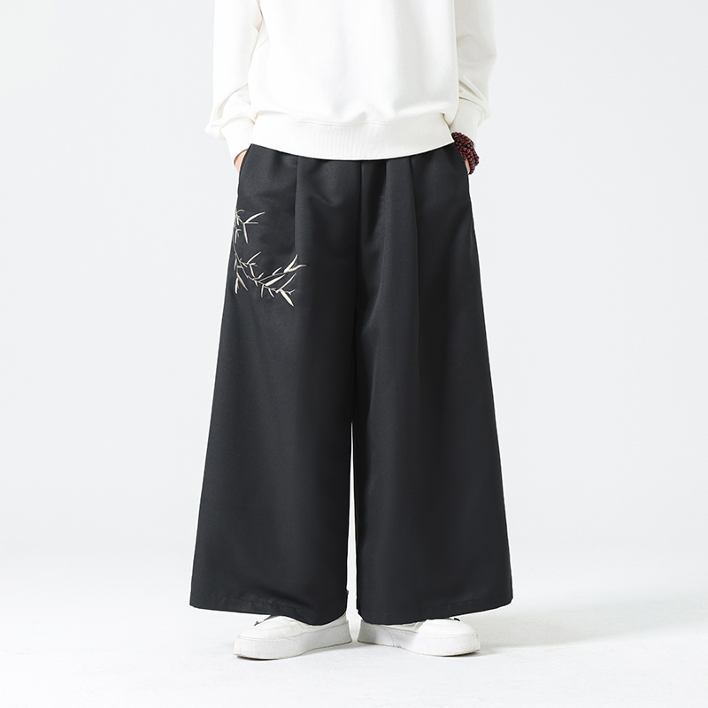 风男士暗黑刺绣阔腿裤电商A100-K189-P60限78，男装休闲裤，电商A100