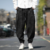 盘扣压花束脚裤风民族风加大码休闲裤电商A100-182-P60，男装民族服装，电商A100