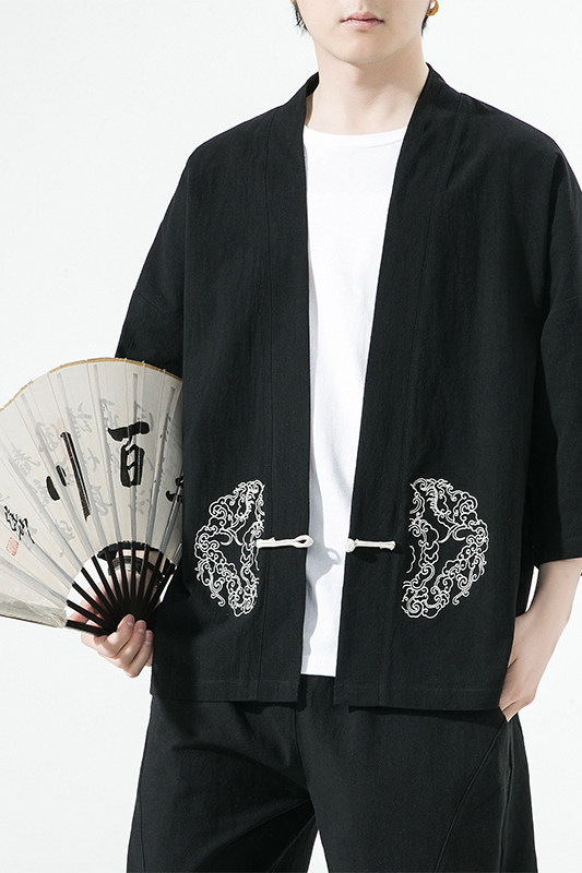风汉服开衫刺绣盘扣精致防晒电商A100-731-p50男士宽松限68,男装防晒衣,电商A100