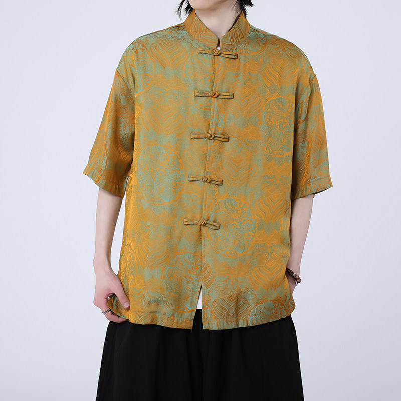 风新中式印花汉服衬衫电商A100-C311-P75,男装衬衫,电商A100