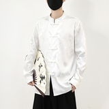 风长袖休闲暗纹龙纹黑白衬衫电商A100-C20-P55，男装衬衫，电商A100