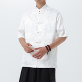 盘扣短袖衬衫男风设计感衬衣夏季薄款潮流唐装外套A100-252-P55，男装民族服装，电商A100