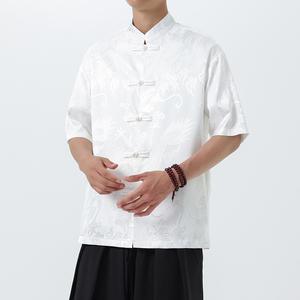 盘扣短袖衬衫男风设计感衬衣夏季薄款潮流唐装外套A100-252-P55图片
