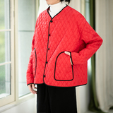 薄棉衣风纯色暗绣花盘扣新中式电商A100-W696-P95，男装棉衣，电商A100