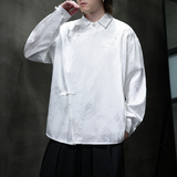 新中式风衬衫男士长袖唐装汉服改良盘扣衬衣电商A100-262-P65，男装衬衫，电商A100
