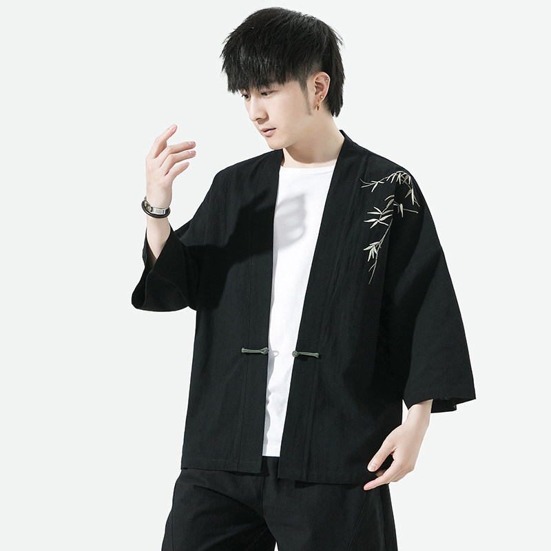 新中式改良汉服风男装古风道袍刺绣外套日系和风A100-735-p50,男装民族服装,电商A100