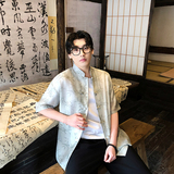 风新中式竹叶印花衬衫电商A100-C326-P65，男装衬衫，电商A100