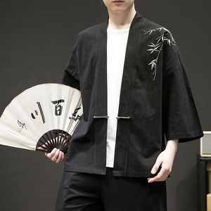 新中式改良汉服风男装古风道袍刺绣外套日系和风A100-735-p50图片
