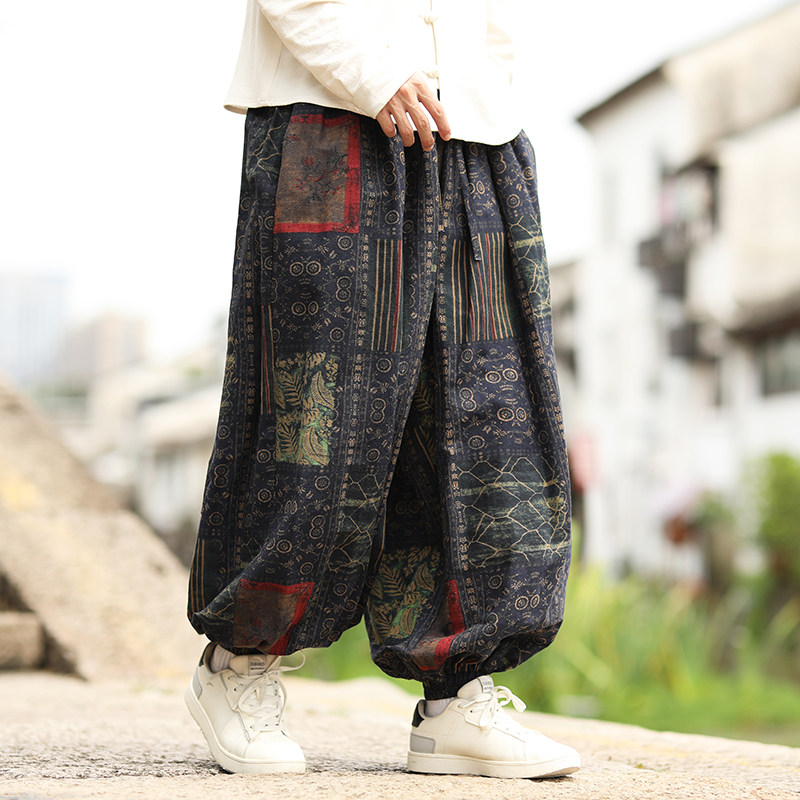 花色民族风束脚裤电商A100-K7780-P50,男装民族服装,电商A100