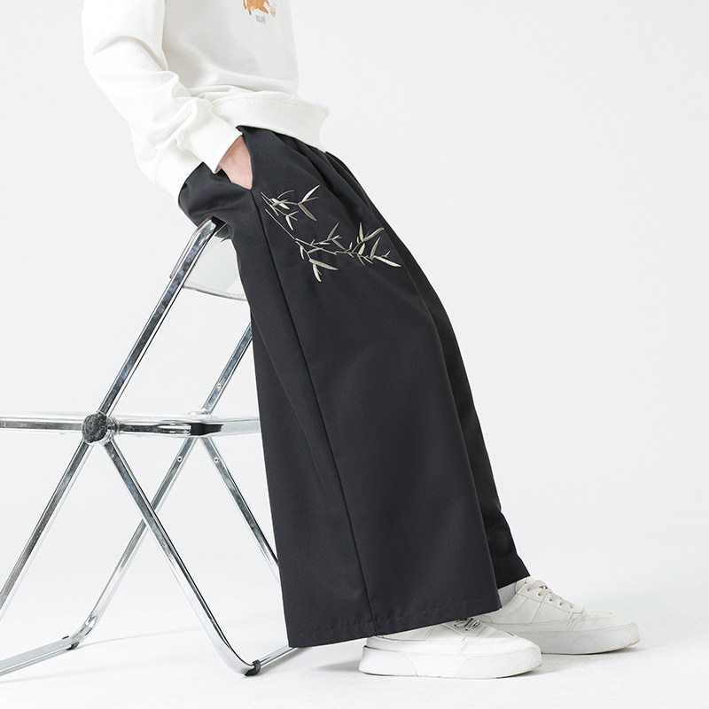 风男士暗黑刺绣阔腿裤电商A100-K189-P60限78,男装休闲裤,电商A100