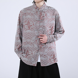 风新中式压花龙纹汉服长袖衬衫A100-C312-P65，男装衬衫，电商A100
