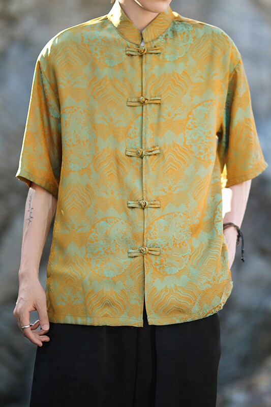 风新中式印花汉服衬衫电商A100-C311-P75,男装衬衫,电商A100