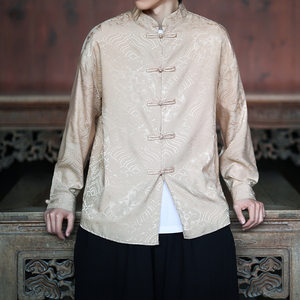 风新中式压花龙纹汉服长袖衬衫A100-C312-P65图片