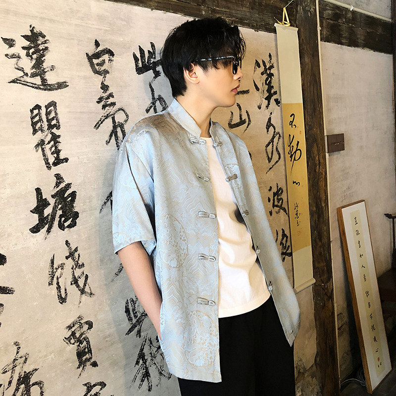 风新中式印花汉服衬衫电商A100-C311-P75,男装衬衫,电商A100