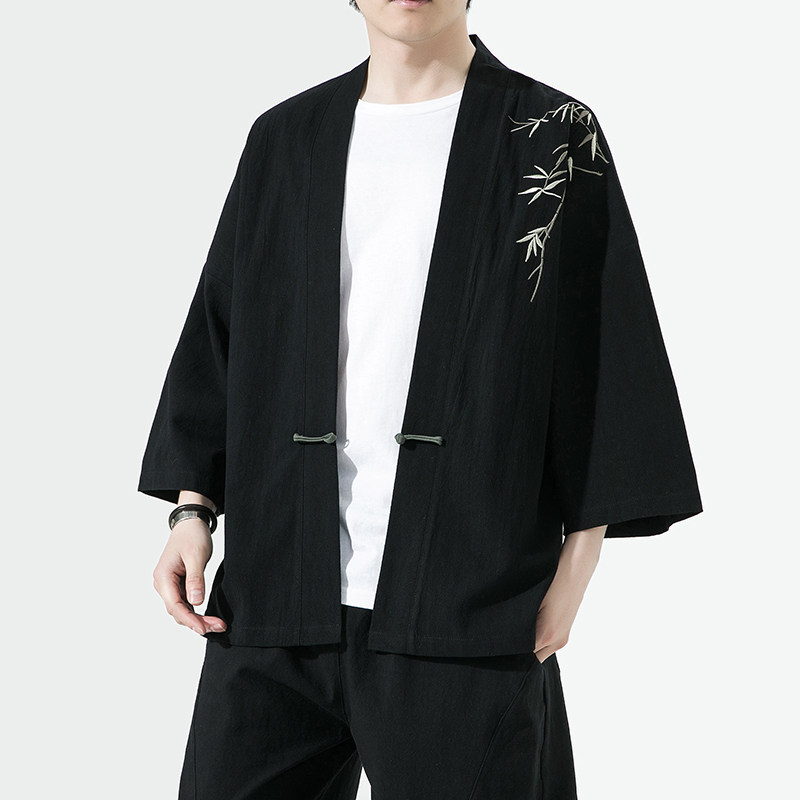 新中式改良汉服风男装古风道袍刺绣外套日系和风A100-735-p50，男装民族服装，电商A100